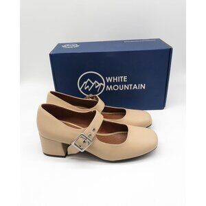 White Mountain Lasso Mary Jane Shoes 7.5 Tan Buckle Strap NEW